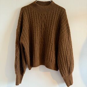VINCE CAMUTO Brown Cable Knit Sweater